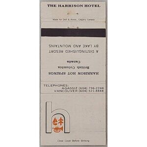 Vintage Matchbook Cover Harrison Hotel Hot Springs British Columbia BC Canada